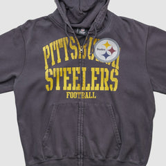 Pittsburgh Steelers NFL 2010s Hooded Full Zip Sweatshirt - Gray Vintage sale