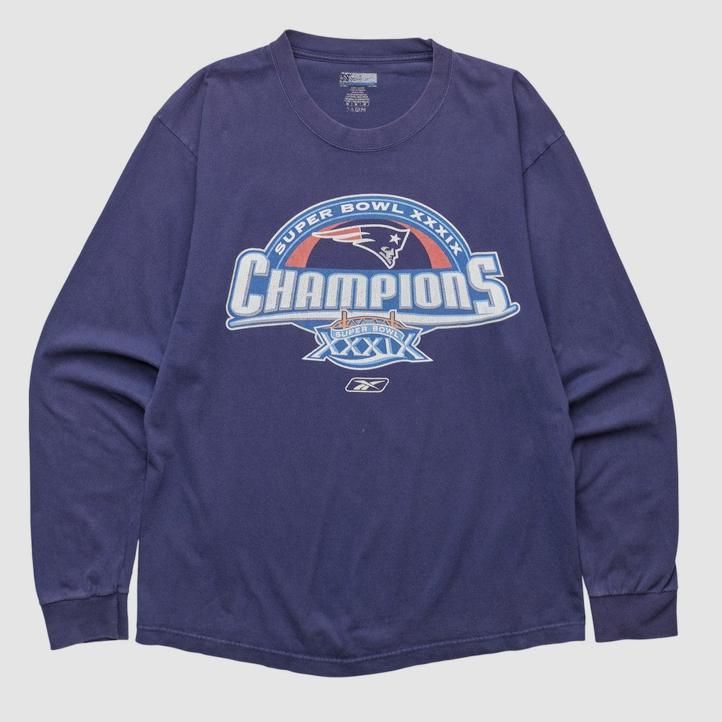 New England Patriots Reebok 2005 Long Sleeve T-shirt - Navy Vintage discount