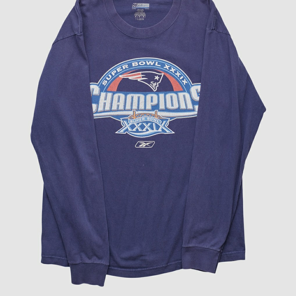 New England Patriots Reebok 2005 Long Sleeve T-shirt - Navy Vintage discount