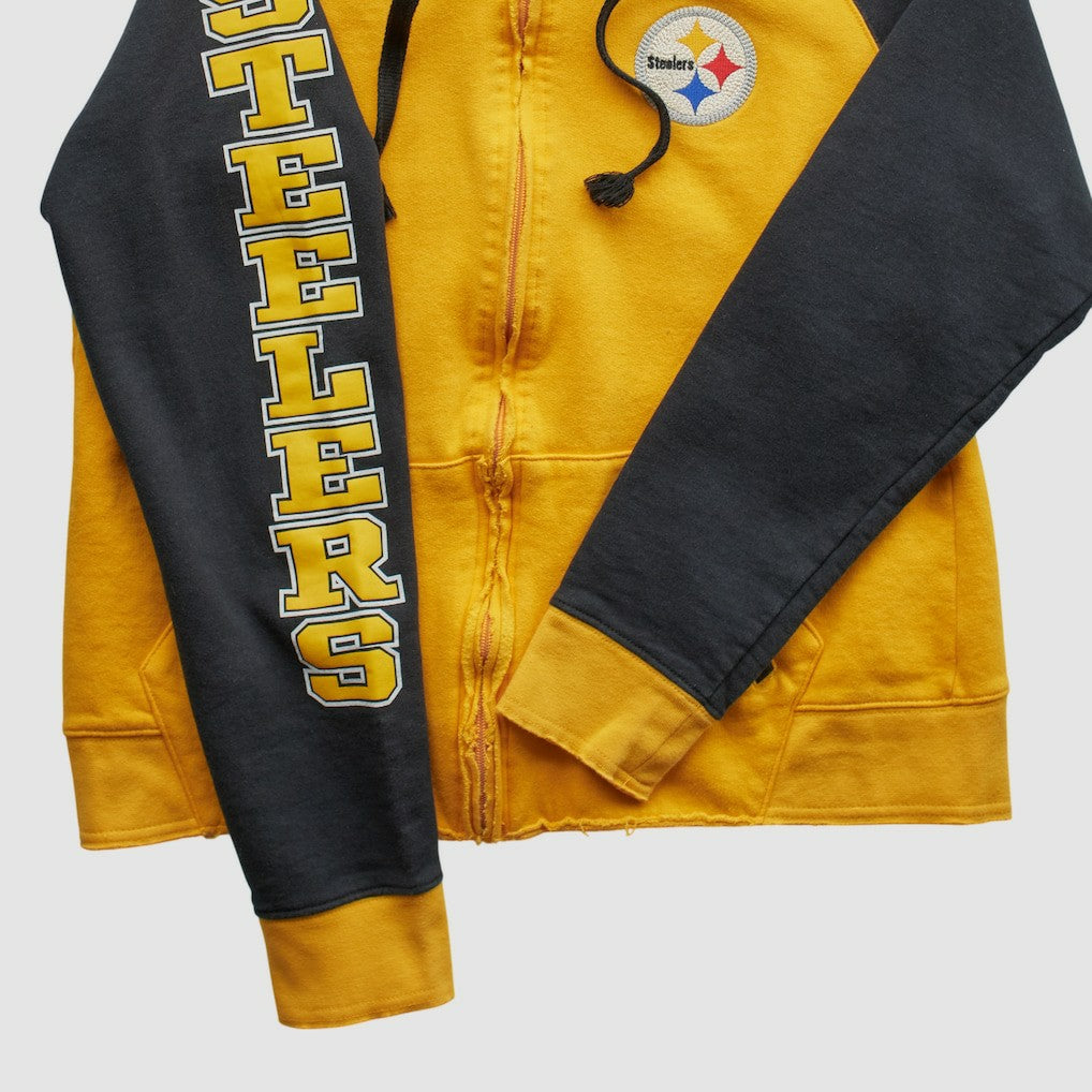 Pittsburgh Steelers Reebok 2000s Hooded Full Zip Sweatshirt - Yellow Vintage discount
