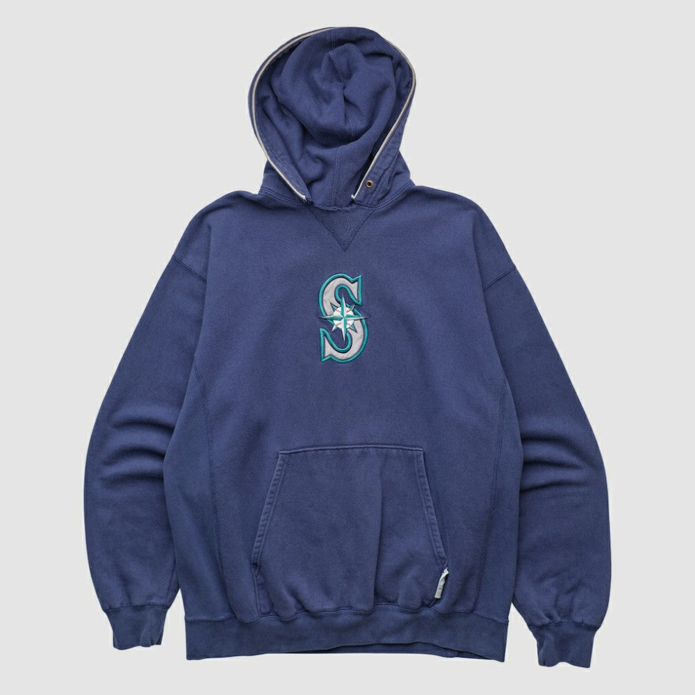 Seattle Mariners Champion 2000s Hooded Pullover Sweatshirt - Navy Vintage