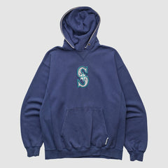 Seattle Mariners Champion 2000s Hooded Pullover Sweatshirt - Navy Vintage
