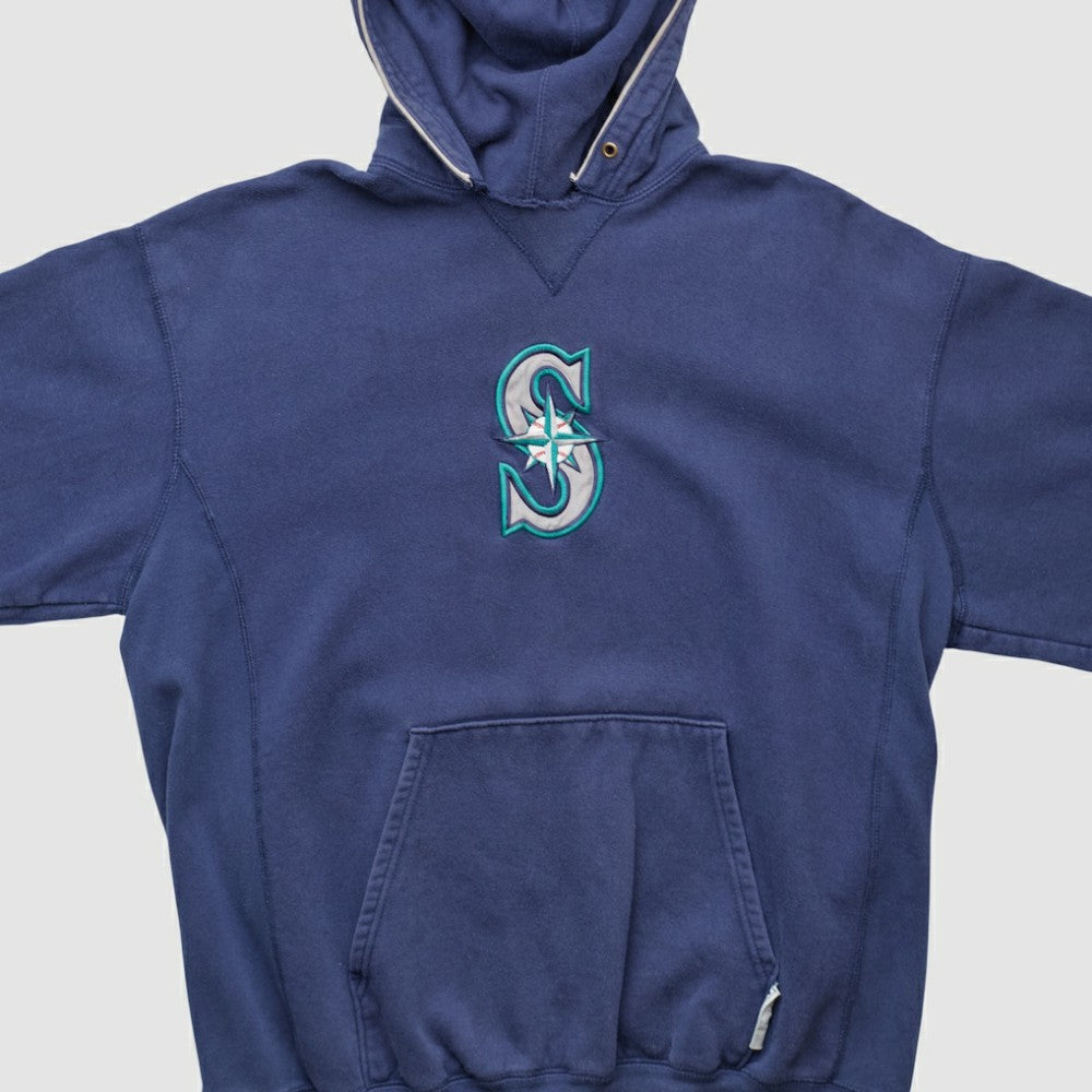 Seattle Mariners Champion 2000s Hooded Pullover Sweatshirt - Navy Vintage