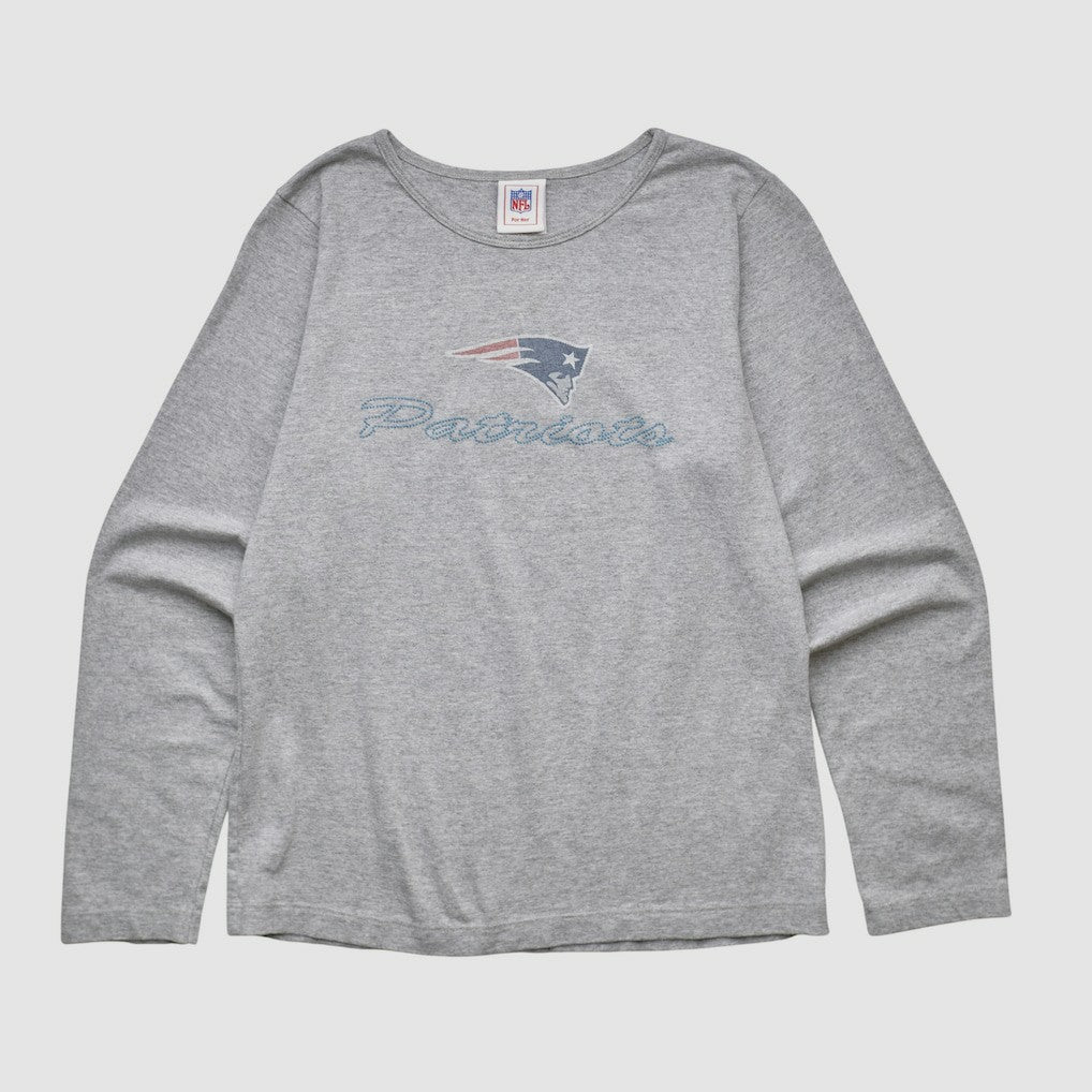 New England Patriots NFL 2000s Long Sleeve T-shirt - Heather Gray Vintage for sale