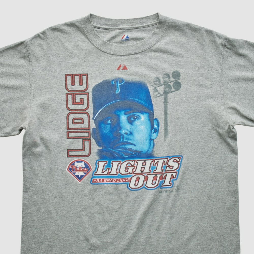 Brad Lidge Majestic 2000s T-shirt - Heather Gray Vintage