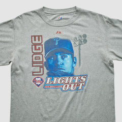 Brad Lidge Majestic 2000s T-shirt - Heather Gray Vintage