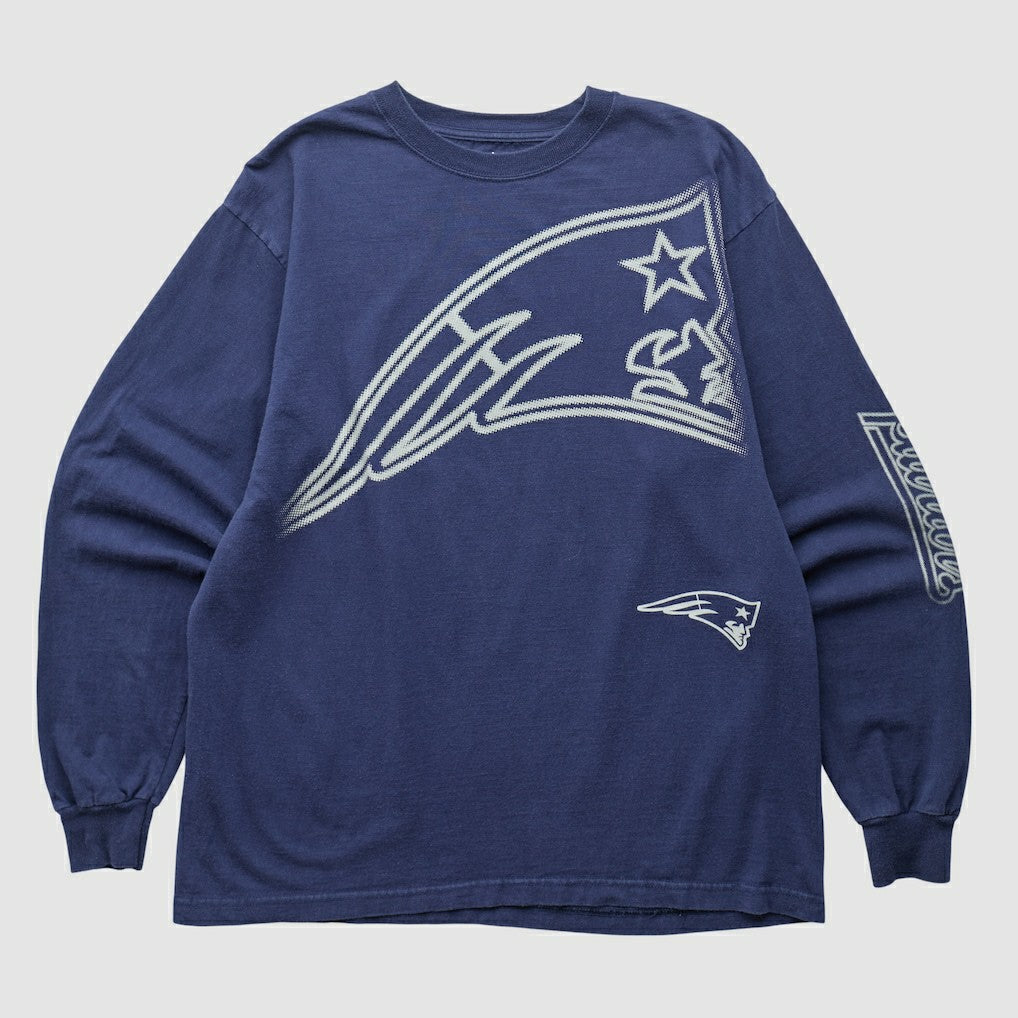 New England Patriots Reebok 2000s Long Sleeve T-shirt - Navy Vintage for sale