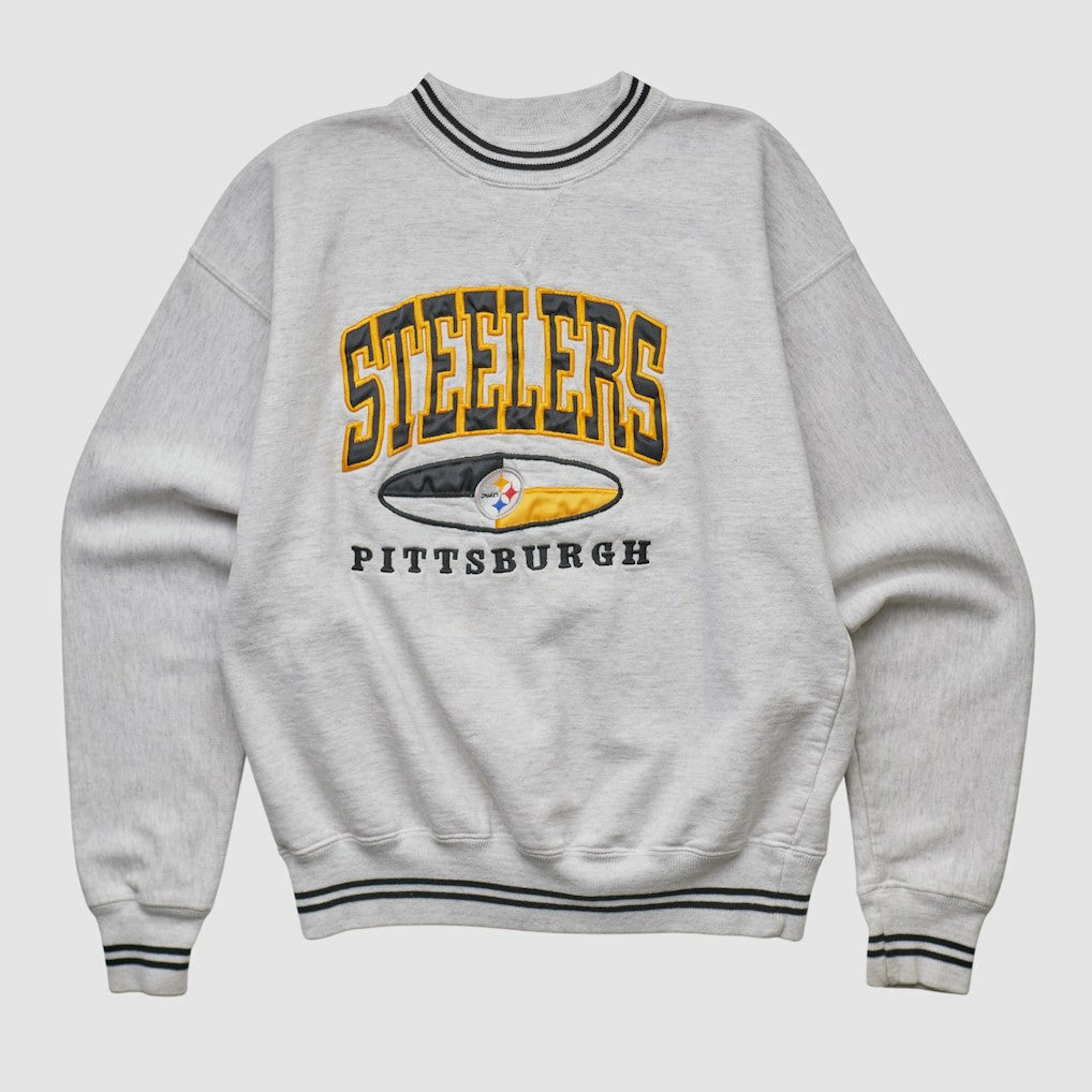 Pittsburgh Steelers LEGENDS 90s Pullover Sweatshirt - Heather Gray Vintage for sale