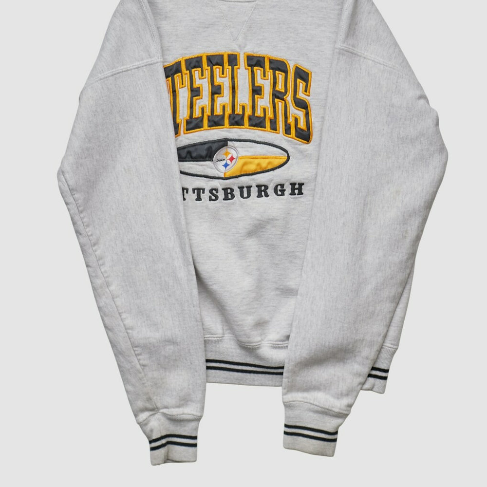Pittsburgh Steelers LEGENDS 90s Pullover Sweatshirt - Heather Gray Vintage for sale