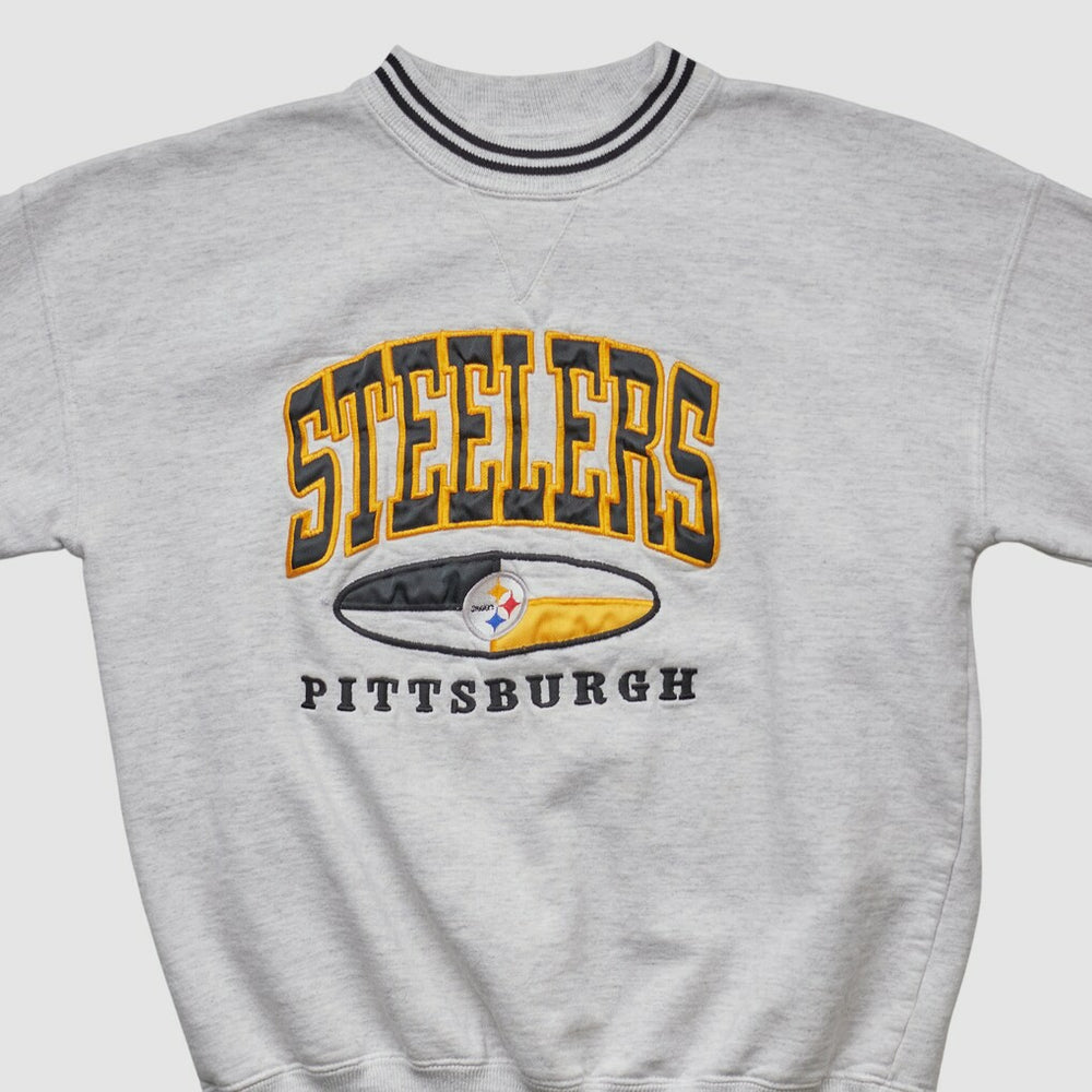 Pittsburgh Steelers LEGENDS 90s Pullover Sweatshirt - Heather Gray Vintage for sale