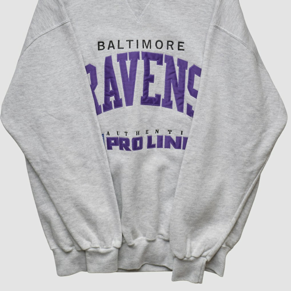 Baltimore Ravens Russell 90s Sweatshirt - Heather Gray Vintage discount