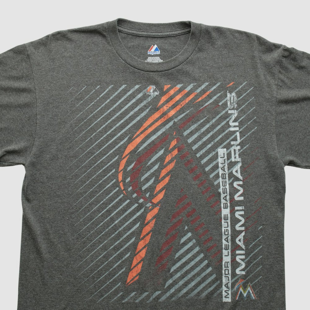 Miami Marlins Majestic 2000s T-shirt - Dark Heather Gray Vintage