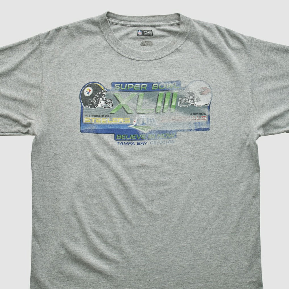 Super Bowl XLIII NFL 2009 T-shirt - Heather Gray Vintage sale