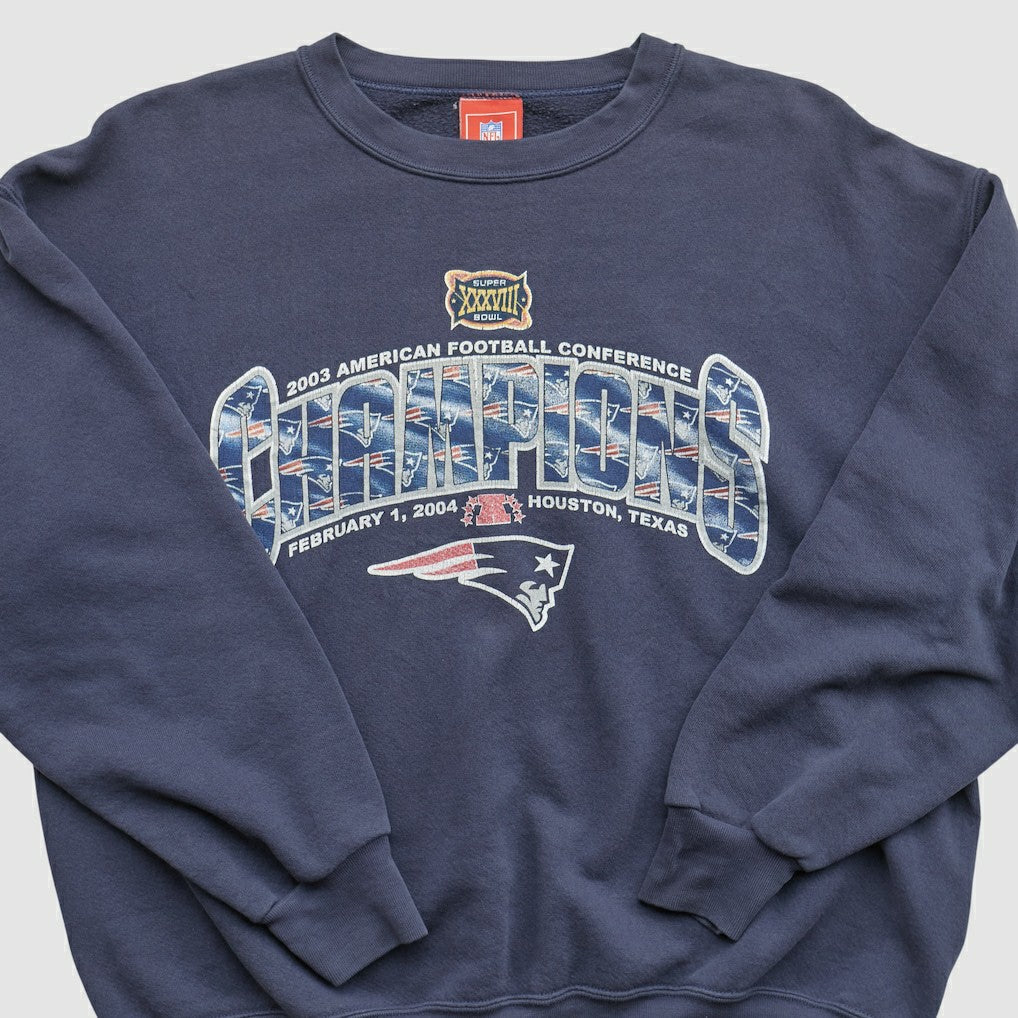 New England Patriots NFL 2003 Pullover Sweatshirt - Navy Vintage discount
