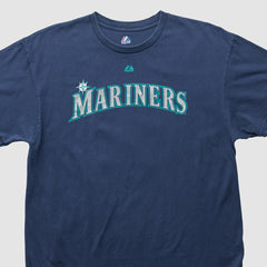 Seattle Mariners Majestic 2000s T-shirt - Navy Vintage