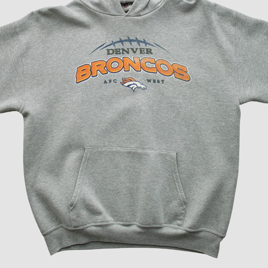 Denver Broncos NFL 2000s Hooded Pullover Sweatshirt - Heather Gray Vintage outlet
