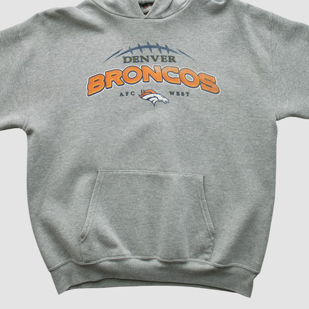Denver Broncos NFL 2000s Hooded Pullover Sweatshirt - Heather Gray Vintage outlet