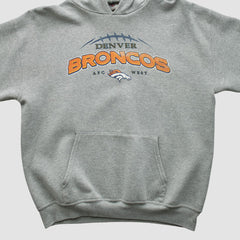 Denver Broncos NFL 2000s Hooded Pullover Sweatshirt - Heather Gray Vintage outlet