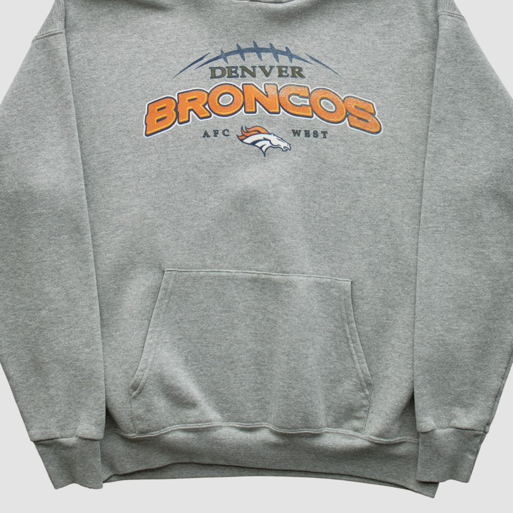 Denver Broncos NFL 2000s Hooded Pullover Sweatshirt - Heather Gray Vintage outlet
