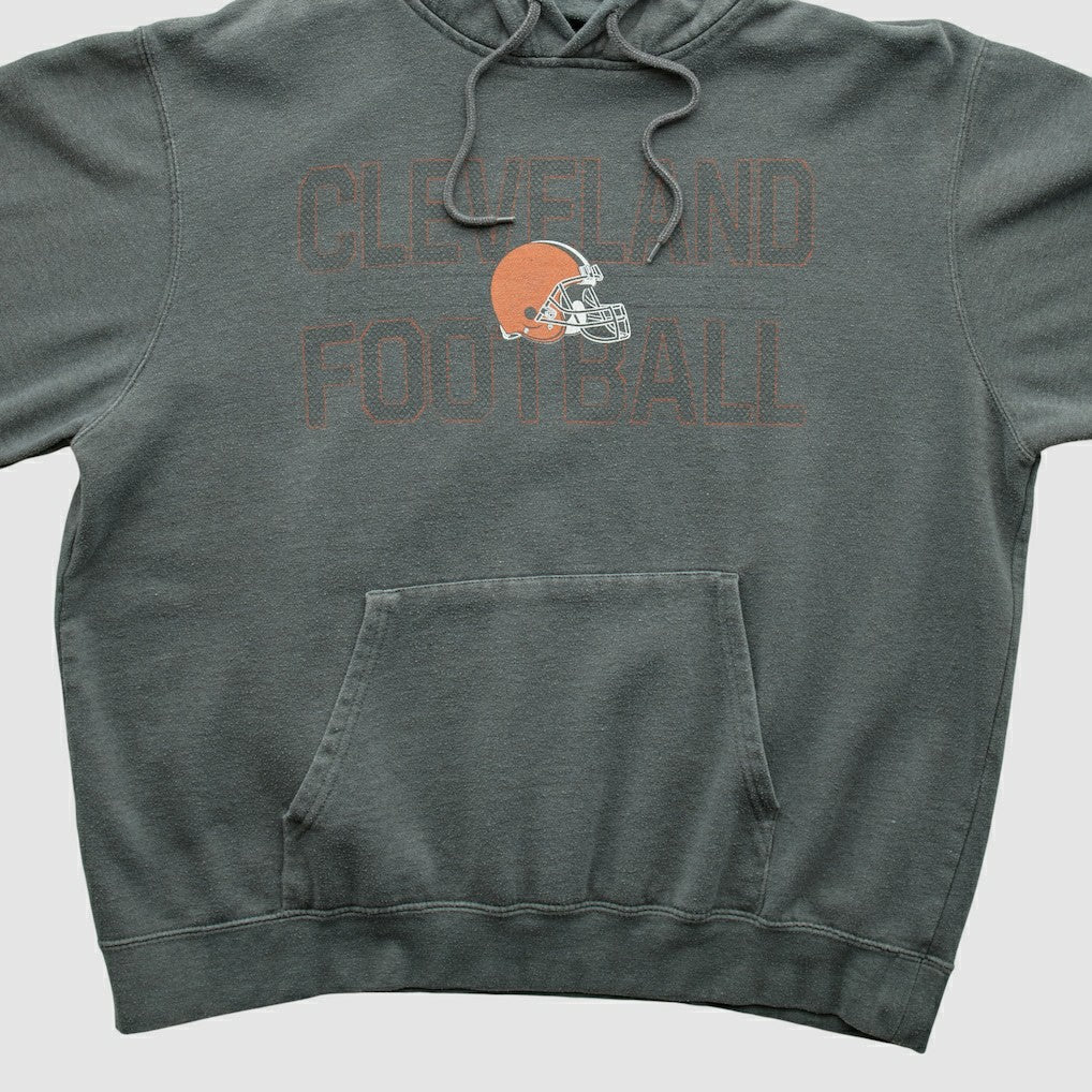 Cleveland Browns Majestic 2010s Hooded Pullover Sweatshirt - Gray Vintage sale