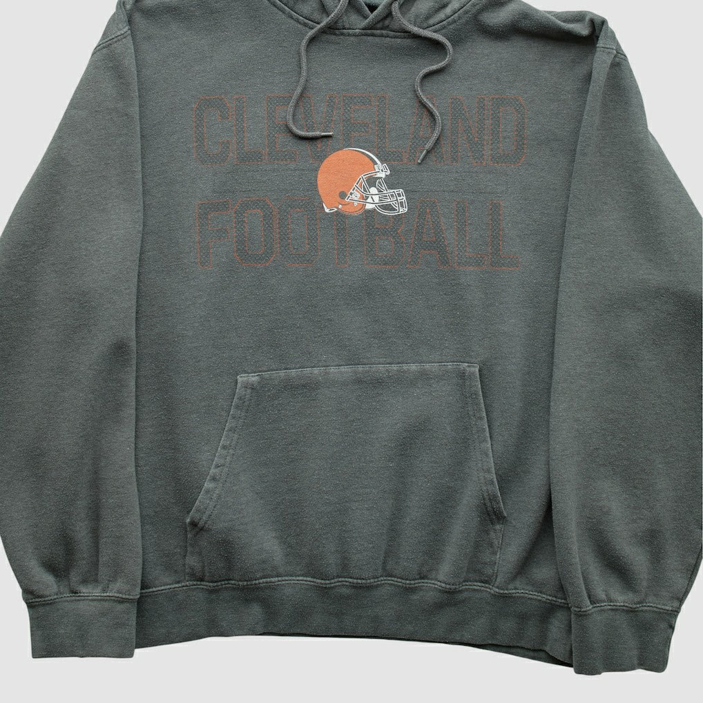 Cleveland Browns Majestic 2010s Hooded Pullover Sweatshirt - Gray Vintage sale