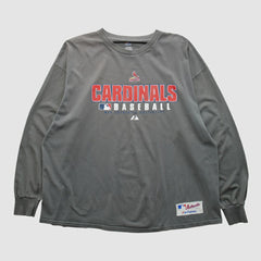 St. Louis Cardinals Majestic 2000s Long Sleeve T-shirt - Gray Vintage