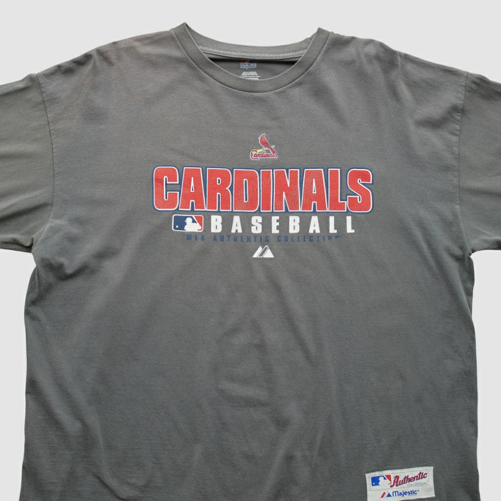 St. Louis Cardinals Majestic 2000s Long Sleeve T-shirt - Gray Vintage