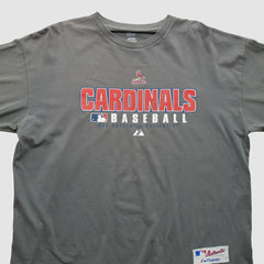 St. Louis Cardinals Majestic 2000s Long Sleeve T-shirt - Gray Vintage