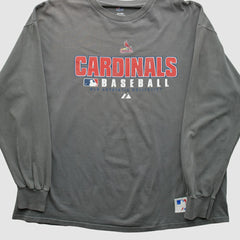 St. Louis Cardinals Majestic 2000s Long Sleeve T-shirt - Gray Vintage