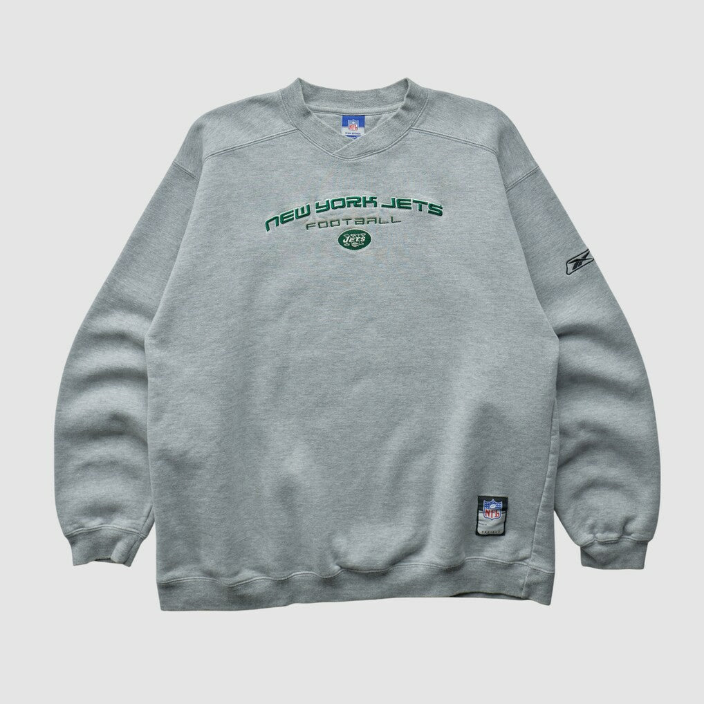 New York Jets Reebok 2000s Pullover Sweatshirt - Heather Gray Vintage on sale
