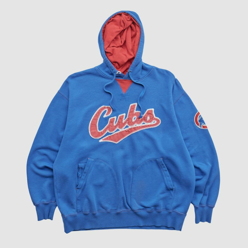 Chicago Cubs Majestic 2000s Hooded Pullover Sweatshirt - Blue Vintage