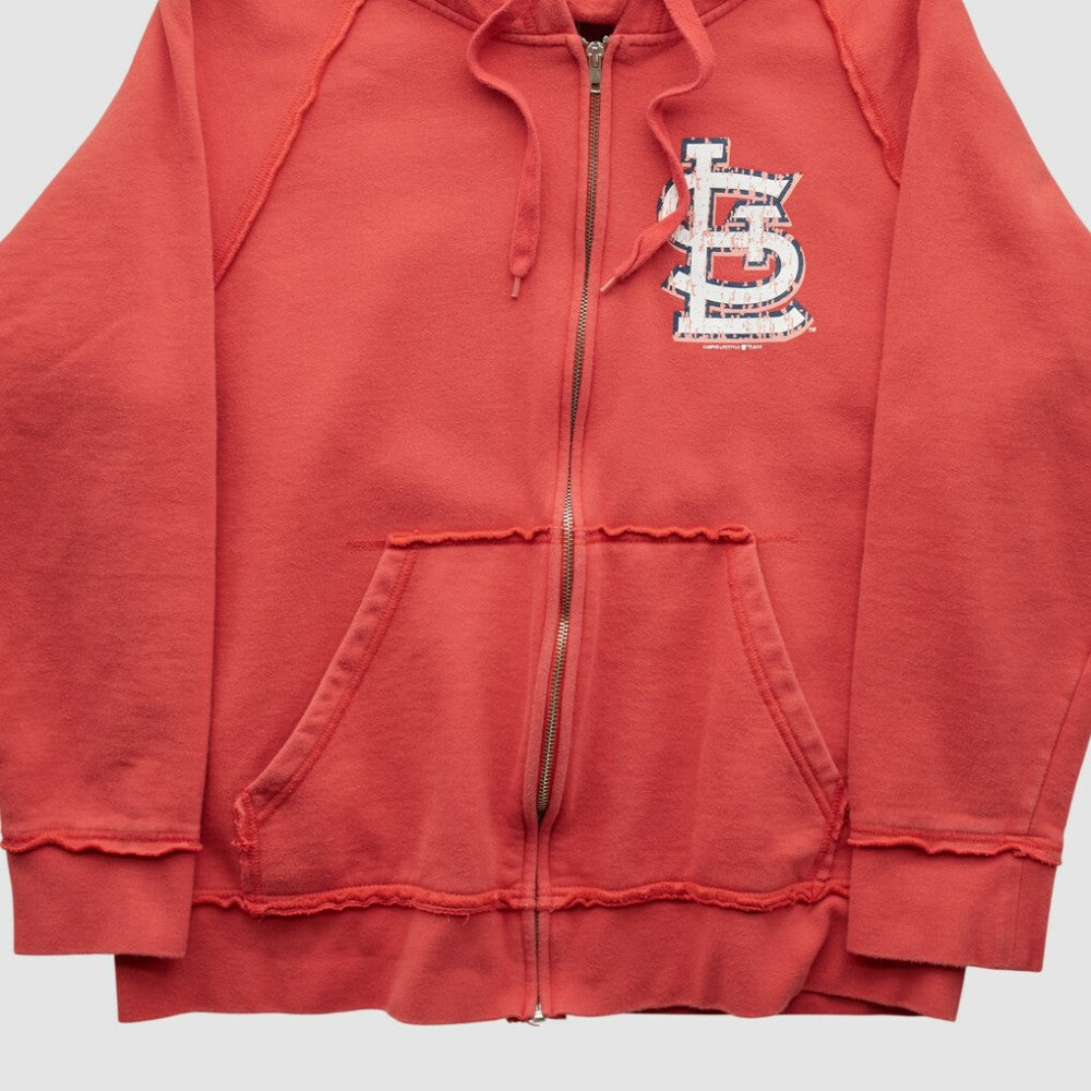St. Louis Cardinals Genuine Merchandise 2000s Hooded Full Zip Sweatshirt - Red Vintage