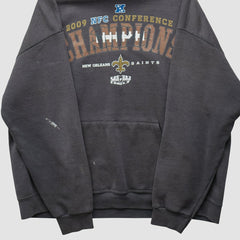 New Orleans Saints NFL 2009 Hooded Pullover Sweatshirt - Charcoal Vintage on sale
