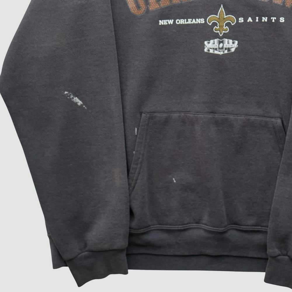 New Orleans Saints NFL 2009 Hooded Pullover Sweatshirt - Charcoal Vintage on sale