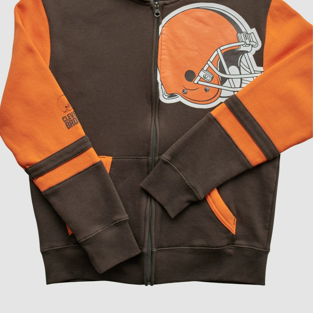 Cleveland Browns NFL 2010s Hooded Full Zip Sweatshirt - Brown - Yth XL Real Vintage sale