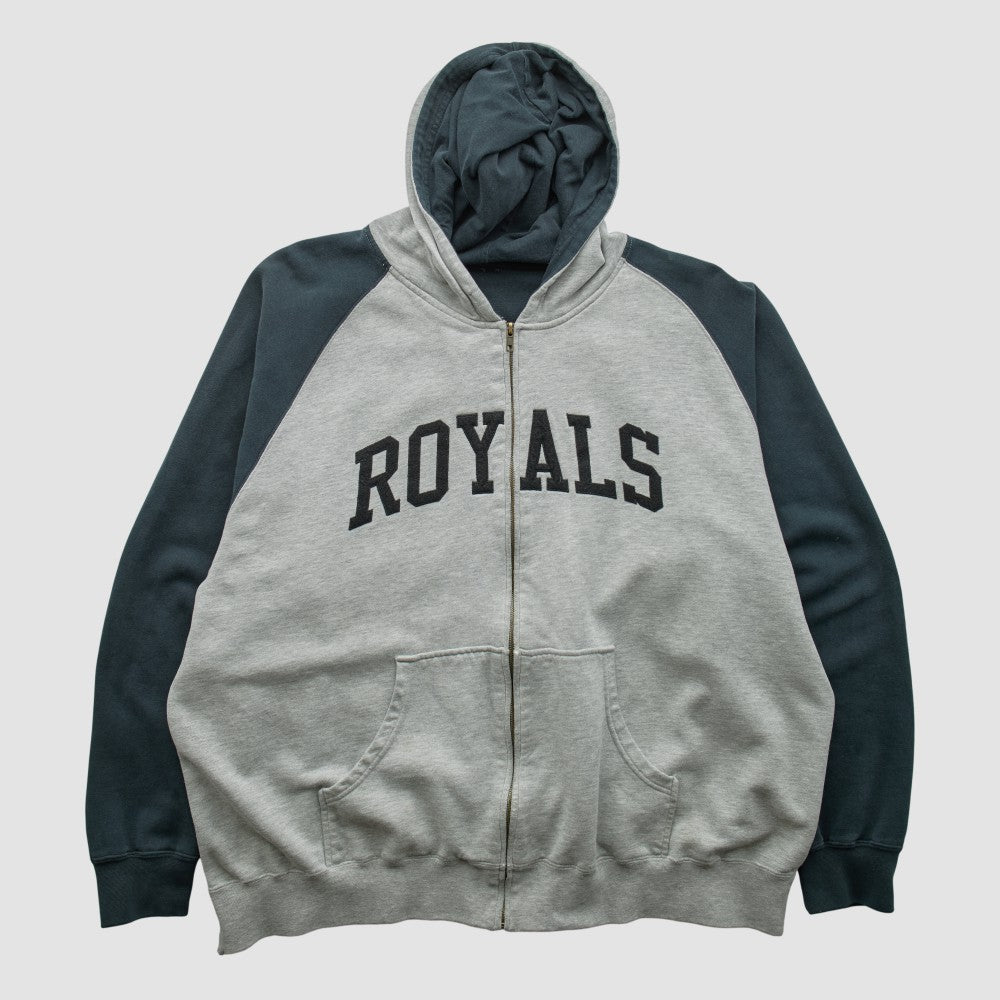 Kansas City Royals 2000s Hooded Full Zip Sweatshirt - Heather Gray Vintage
