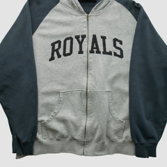 Kansas City Royals 2000s Hooded Full Zip Sweatshirt - Heather Gray Vintage
