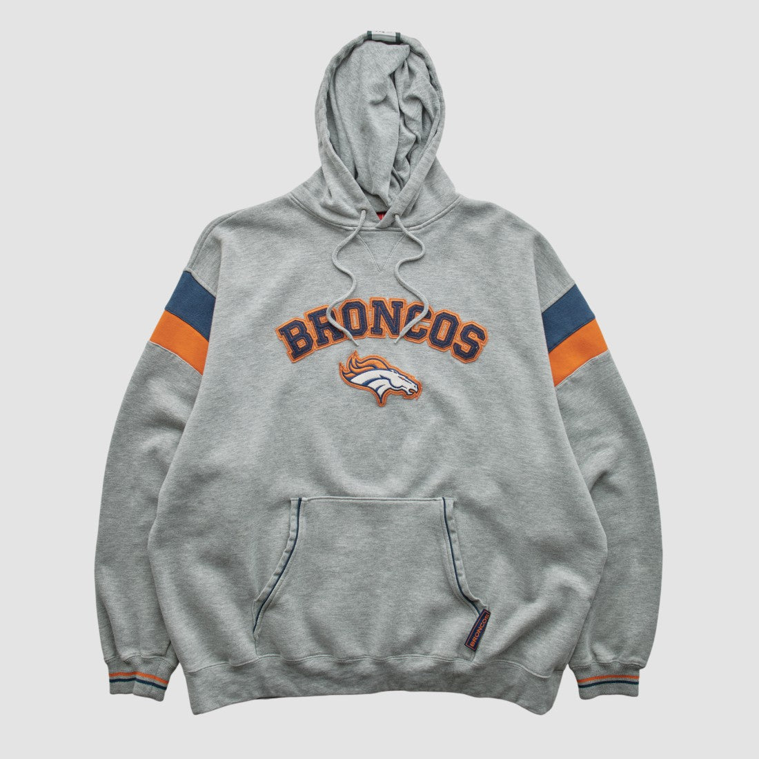 Denver Broncos NFL 2000s Hooded Pullover Sweatshirt - Heather Gray Vintage cheap
