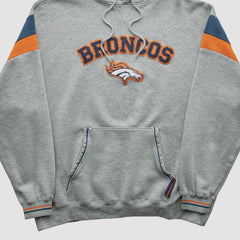 Denver Broncos NFL 2000s Hooded Pullover Sweatshirt - Heather Gray Vintage cheap