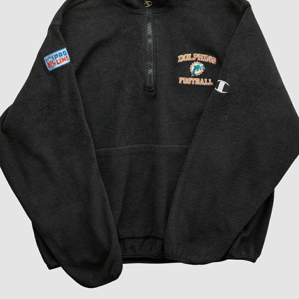 Miami Dolphins Champion 2000s 1/4 Zip Sweatshirt - Black Vintage cheap