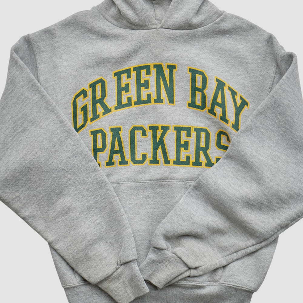 Green Bay Packers NFL 2000s Hooded Pullover Sweatshirt - Heather Gray - Yth M Real Vintage for sale