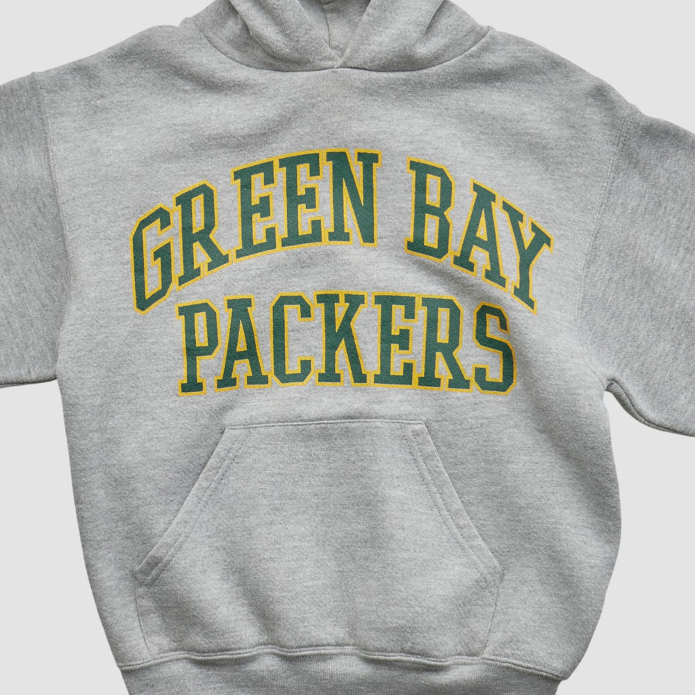 Green Bay Packers NFL 2000s Hooded Pullover Sweatshirt - Heather Gray - Yth M Real Vintage for sale