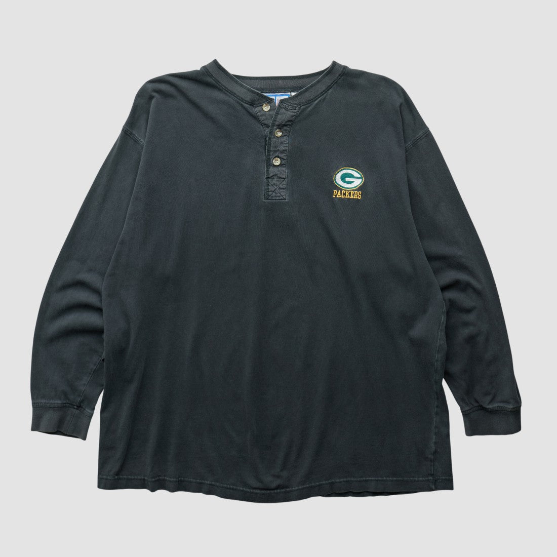 Green Bay Packers Logo 7 90s Long Sleeve T-shirt - Black Vintage for sale