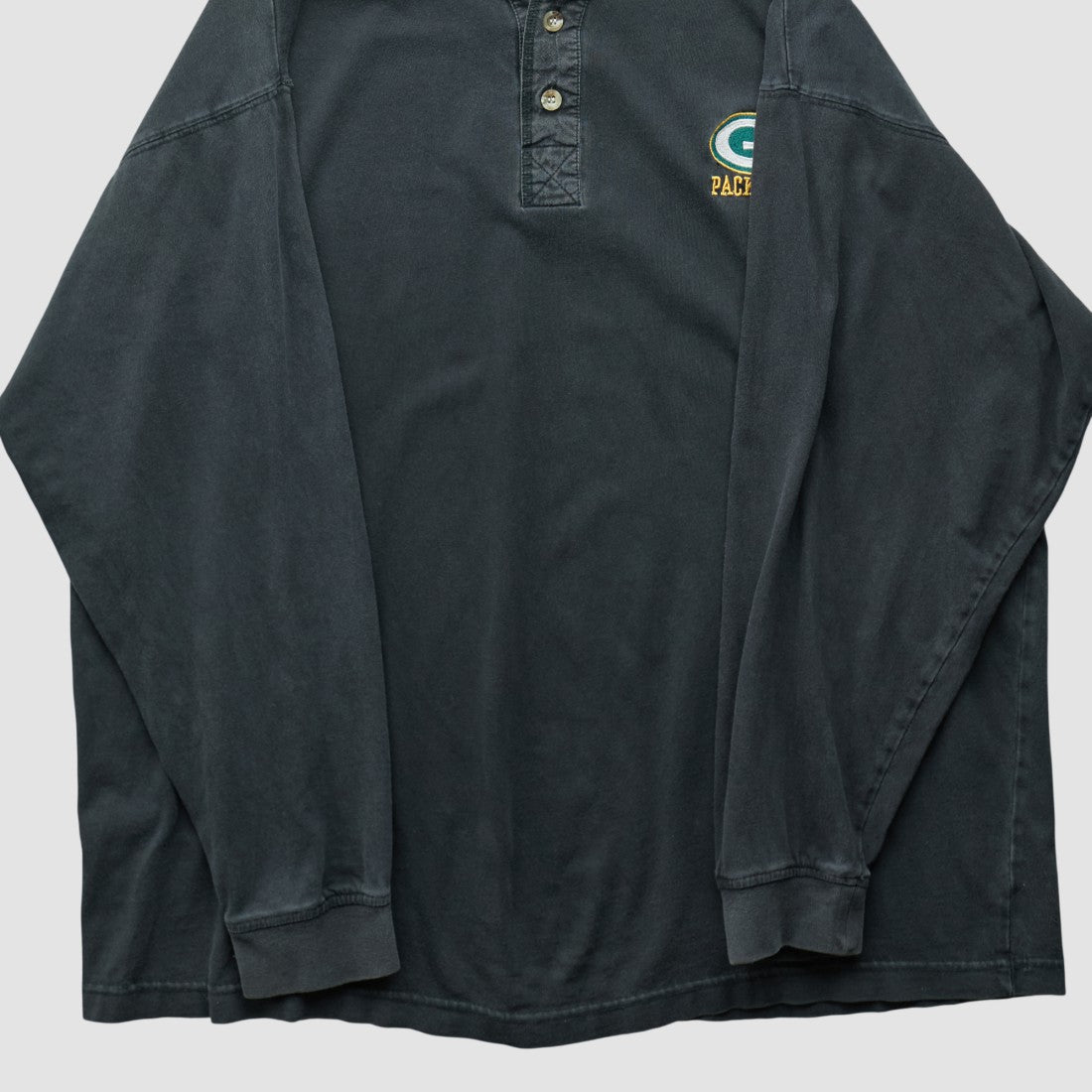 Green Bay Packers Logo 7 90s Long Sleeve T-shirt - Black Vintage for sale
