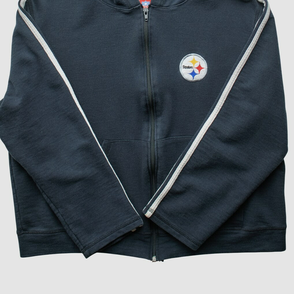 Pittsburgh Steelers NFL 2000s Hooded Full Zip Sweatshirt - Black Vintage on sale