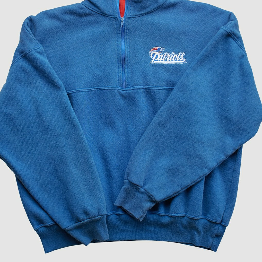 New England Patriots Dodger 90s 1/4 Zip Sweatshirt - Blue Vintage discount