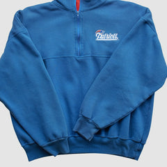 New England Patriots Dodger 90s 1/4 Zip Sweatshirt - Blue Vintage discount