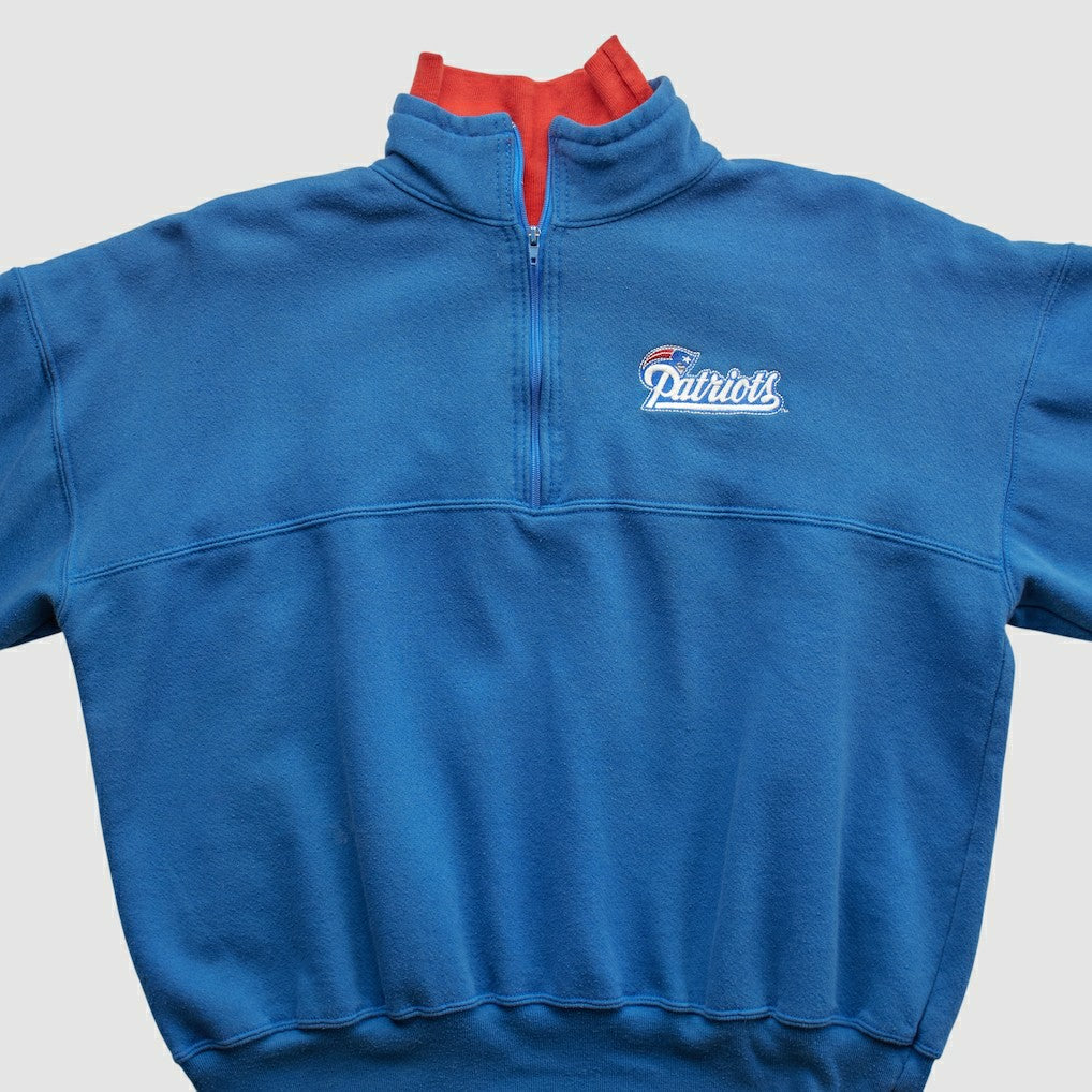 New England Patriots Dodger 90s 1/4 Zip Sweatshirt - Blue Vintage discount