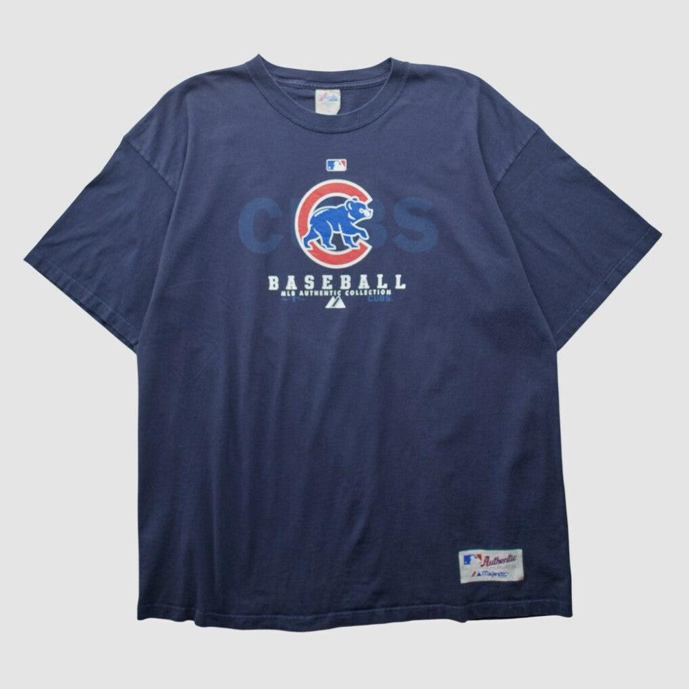 Chicago Cubs Majestic 2000s T-shirt - Navy Vintage