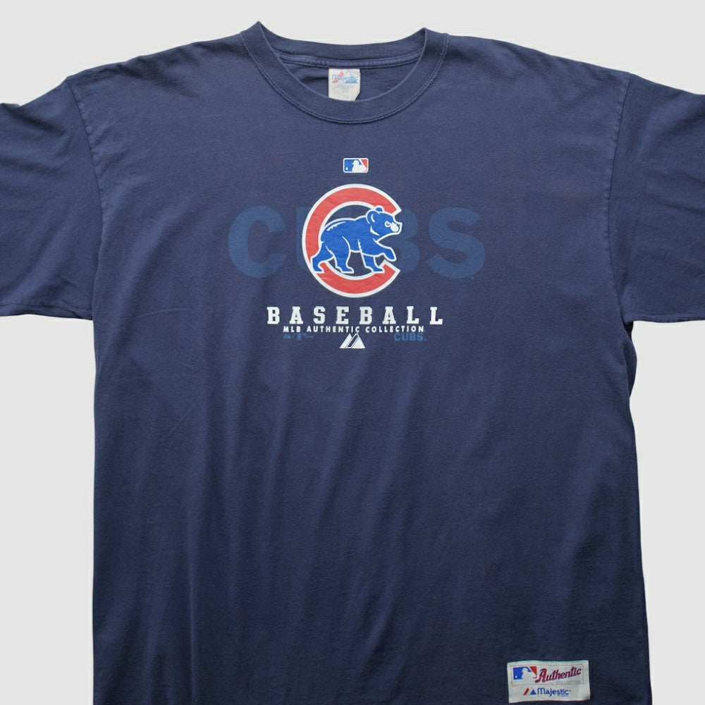 Chicago Cubs Majestic 2000s T-shirt - Navy Vintage